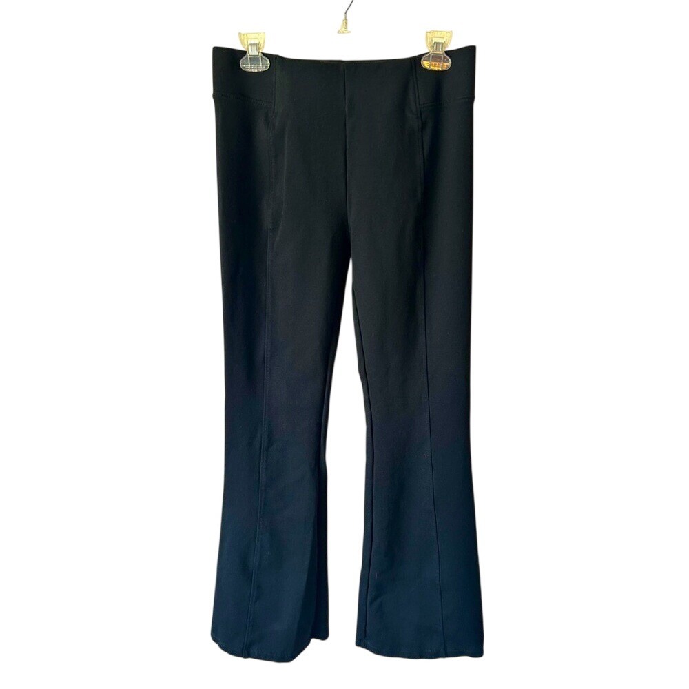 Stoosh Black Flare Leg Seamed Pull On Pants Womens‎ Large High Rise Inseam 29.5"